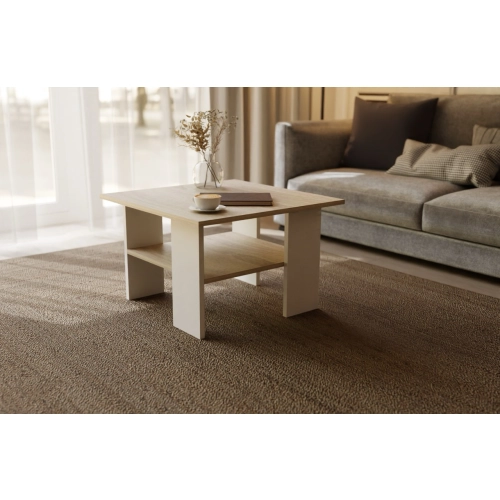 Stolik kawowy kwadratowy ST1 dąb sonoma/biały 60x60 cm